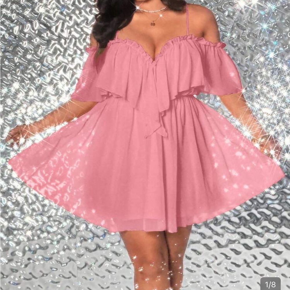SHEIN Pink Ruffle Mini Dress 20 (4XL)